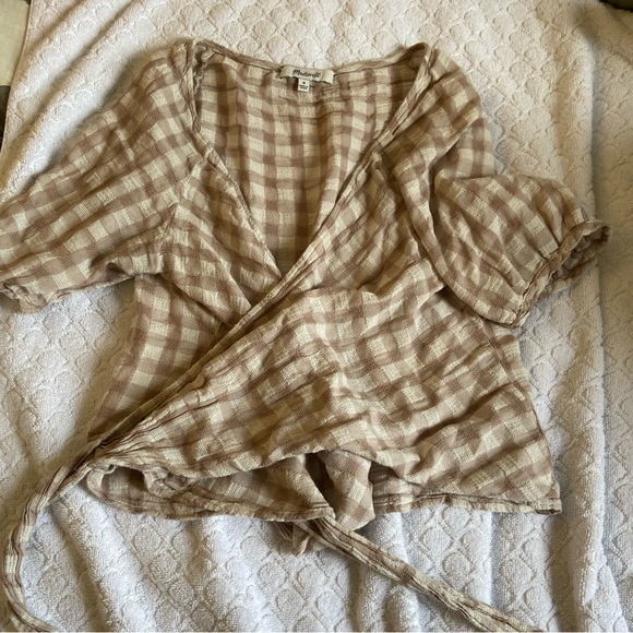 Madewell Sweetheart Wrap Top in Gingham Check - Picture 4 of 7